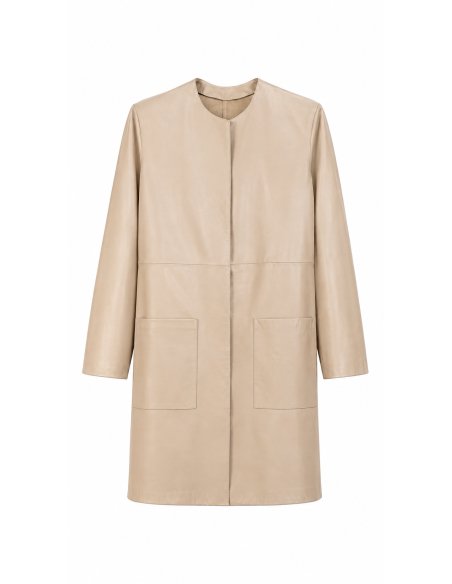 Beige Nappa Lambskin Coat | Monge Studio
