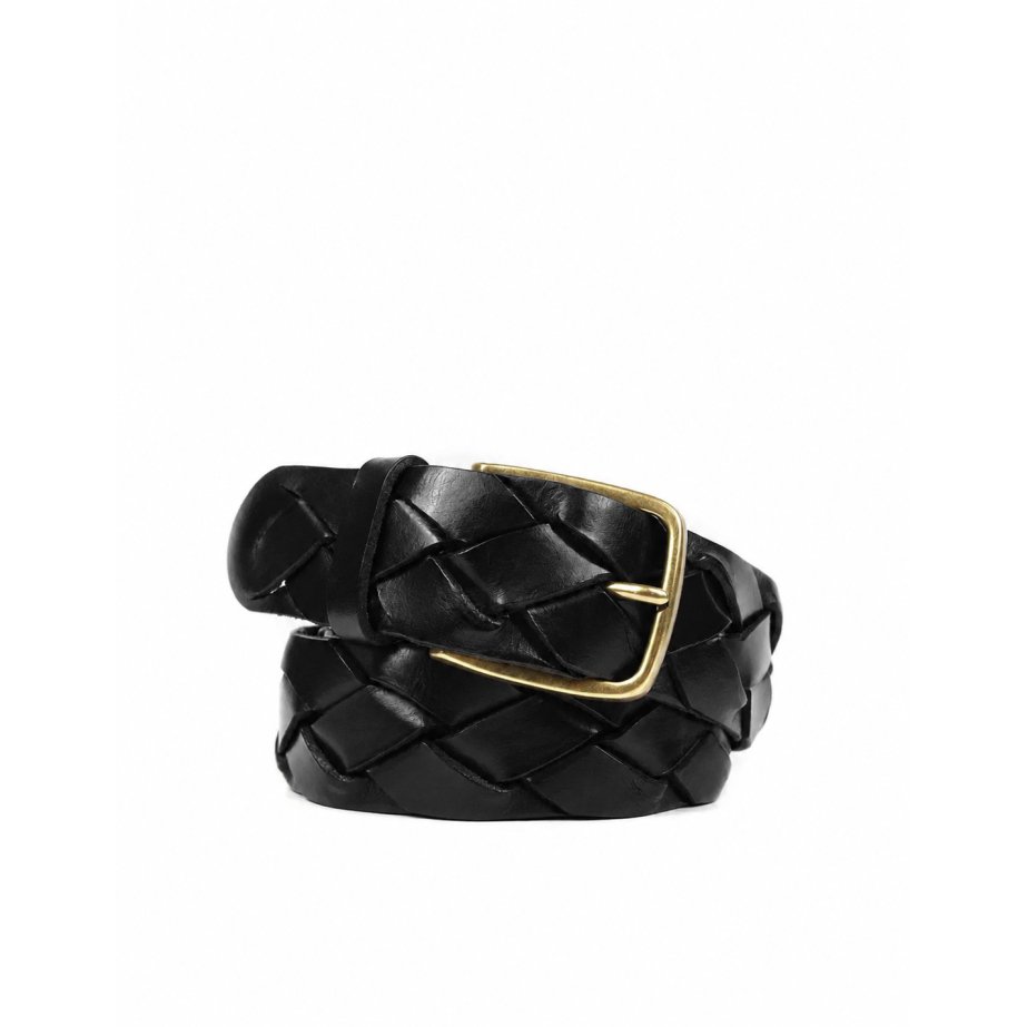 Black Braided Leather Belt | Monge Studio