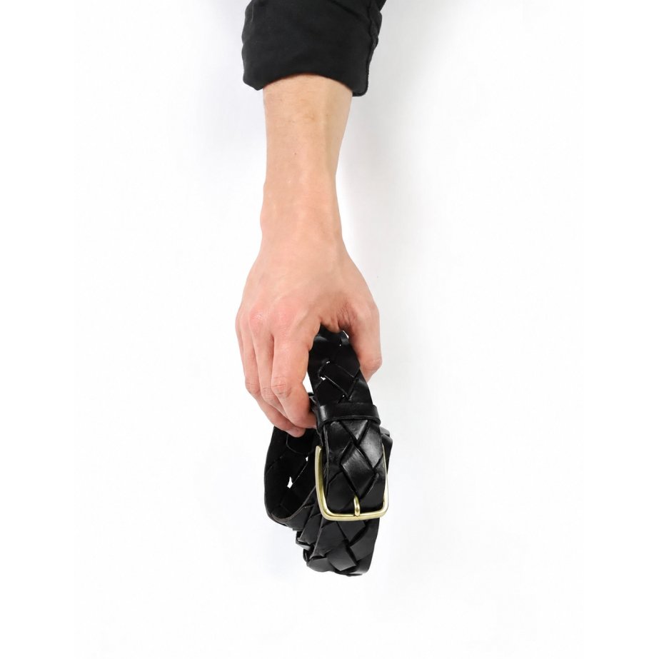 Black Braided Leather Belt | Monge Studio