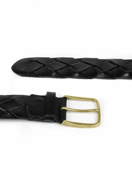 Black Braided Leather Belt | Monge Studio