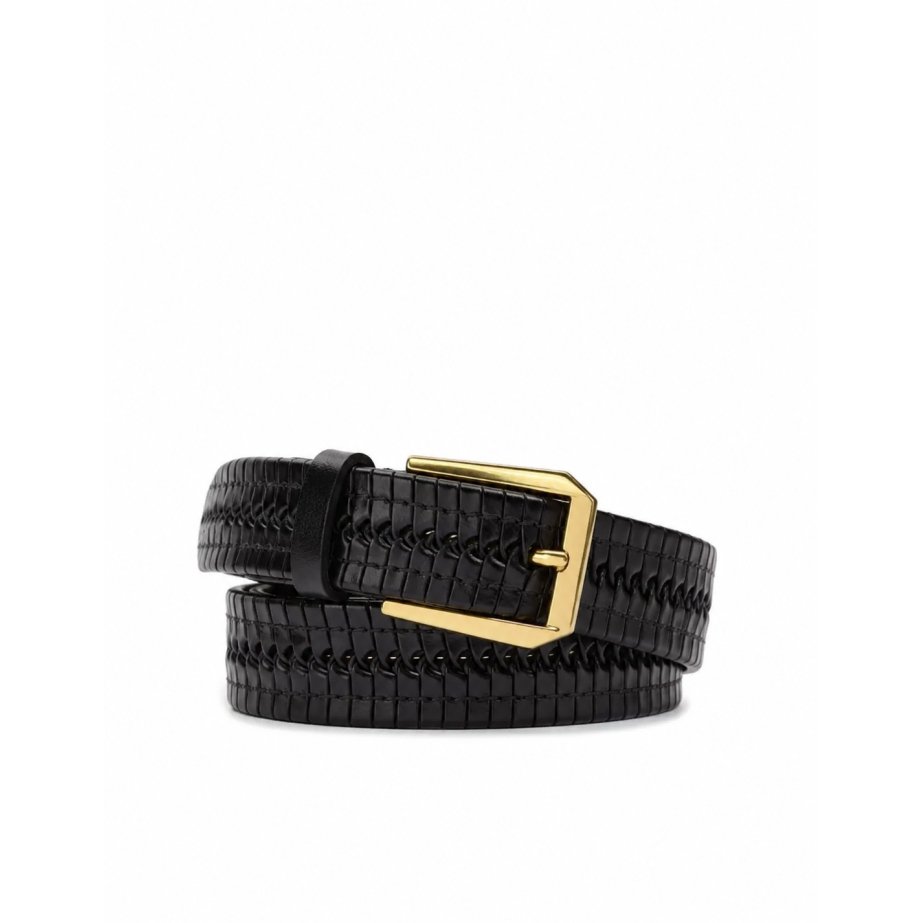 Black Braided Leather Belt | Monge Studio