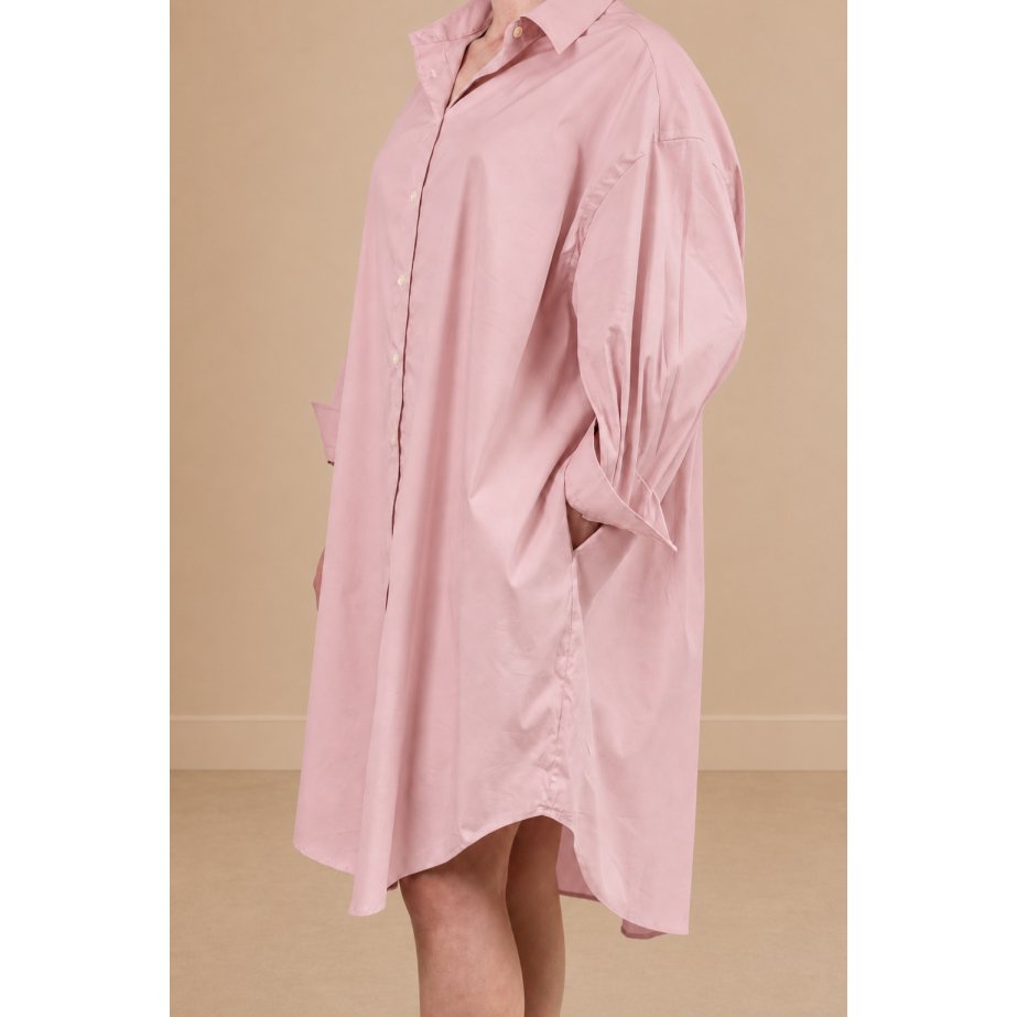 Vestido Camisero Rosa de Popelín | Monge Studio