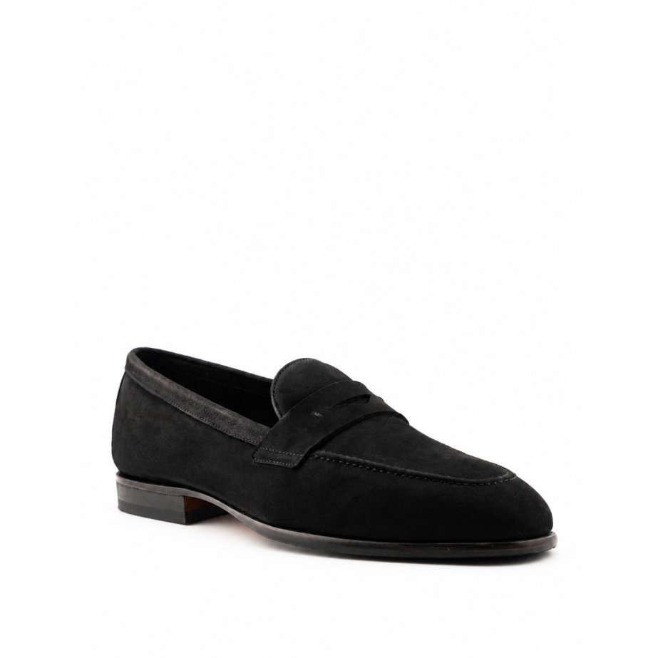Unlined black nubuck penny loafer