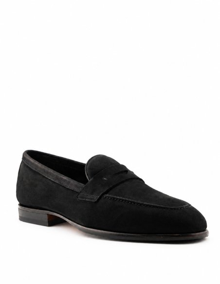 Unlined black nubuck penny loafer