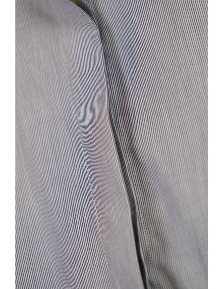 Blue Pinstripe Belted Shirt Dress | Monge Studio