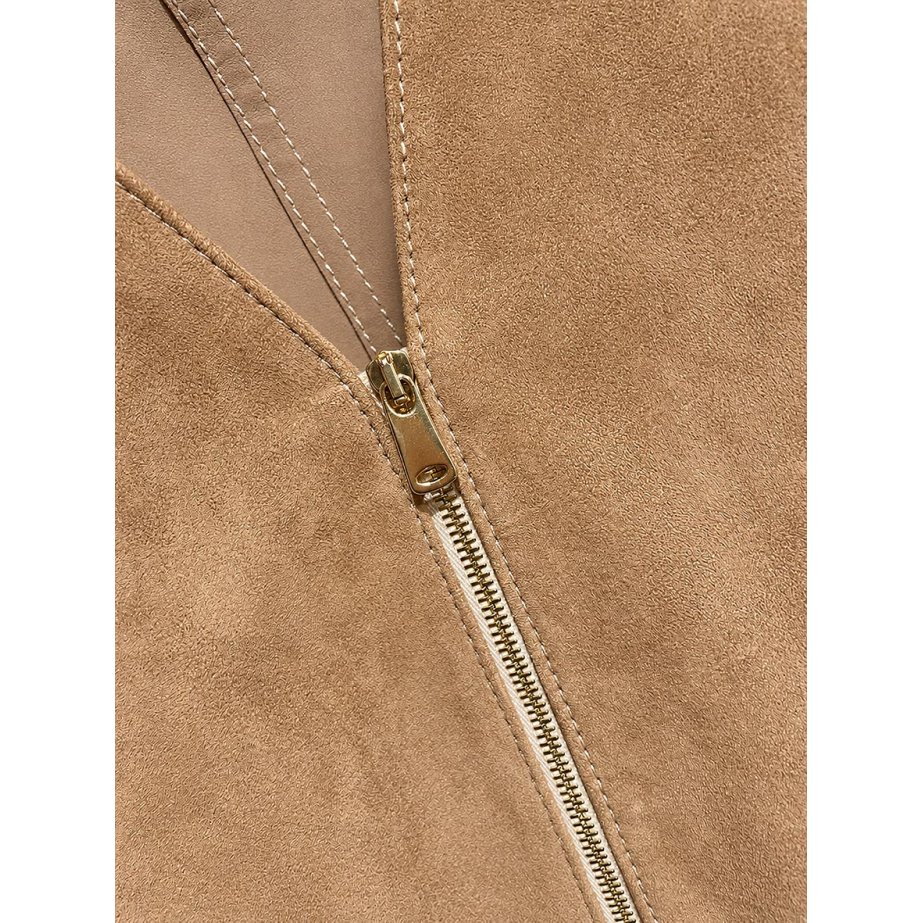 Cropped Camel Suede Jacket | Monge Studio