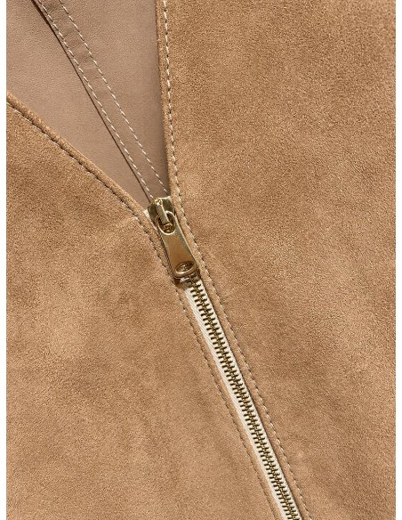 Cropped Camel Suede Jacket | Monge Studio