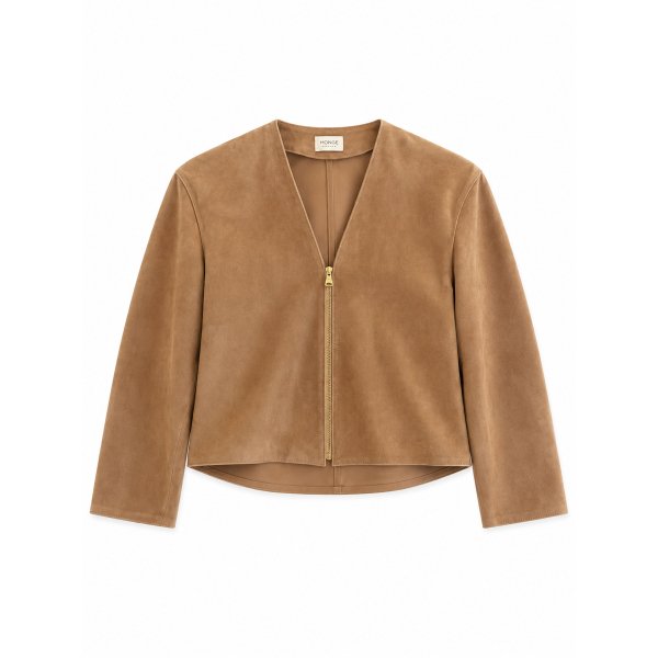 Chaqueta corta de ante camel | Monge Studio