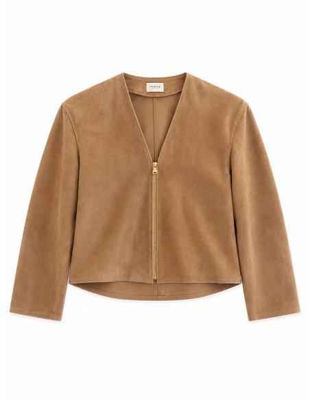 Chaqueta corta de ante camel | Monge Studio