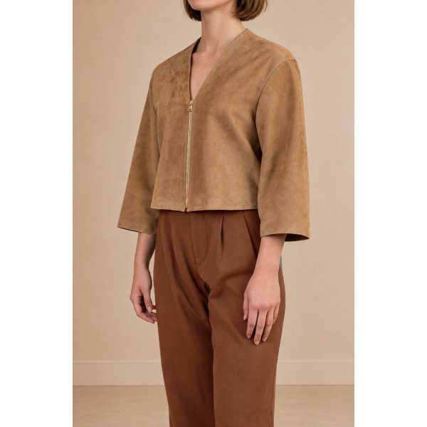 Chaqueta corta de ante camel | Monge Studio 2
