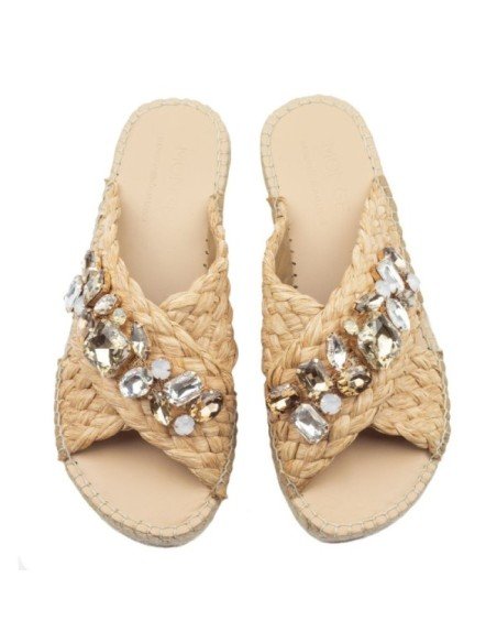 Raffia Crossed Sandals - MONGE - Handmade shoes from Majorca