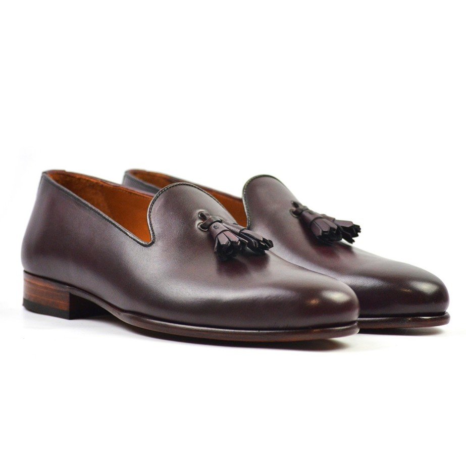 Mocasín Borlas Burdeos - MONGE - Handmade shoes from Mallorca