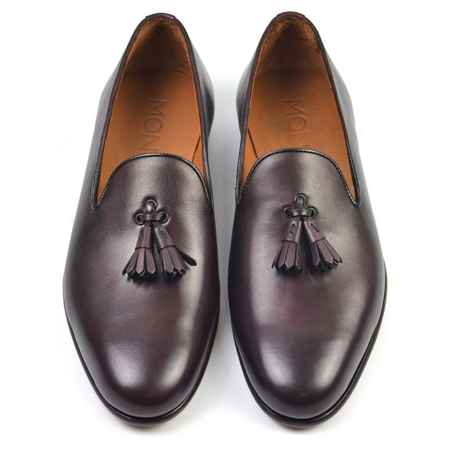 Mocasín Borlas Burdeos - MONGE - Handmade shoes from Mallorca