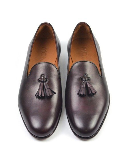 Mocasín Borlas Burdeos - MONGE - Handmade shoes from Mallorca