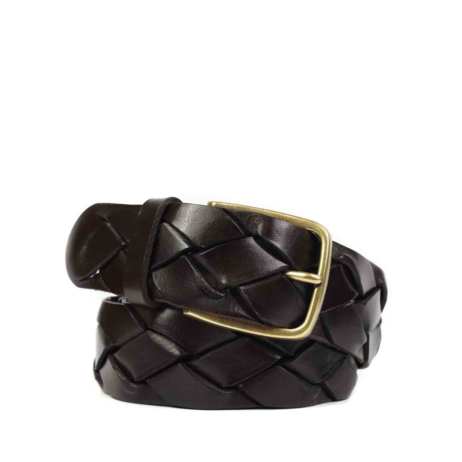 Brown Braided Leather Belt | Monge Studio