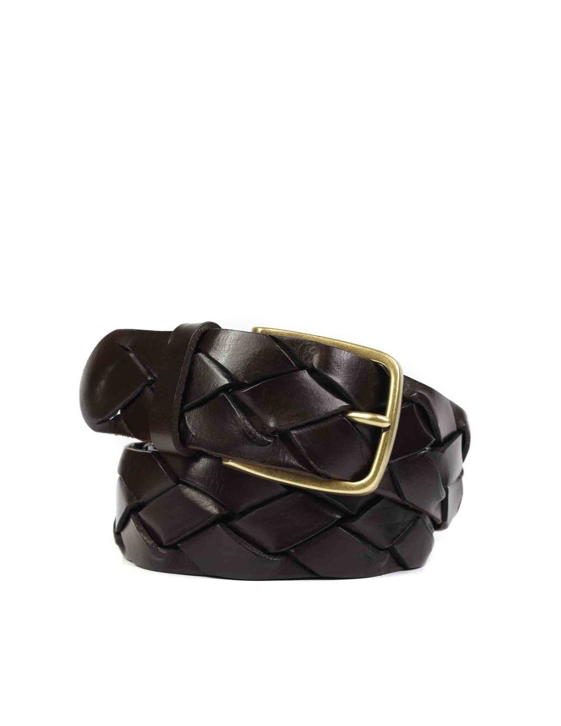 Brown Braided Leather Belt | Monge Studio