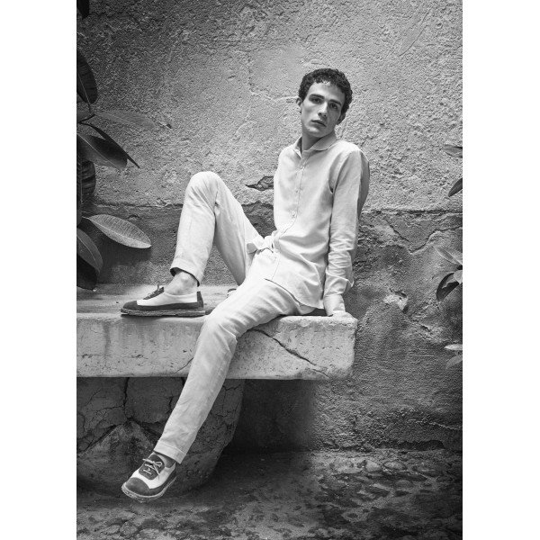 Camisa Algodón & Lino Cuello Italiano - MONGE - Handmade shoes from Mallorca 2
