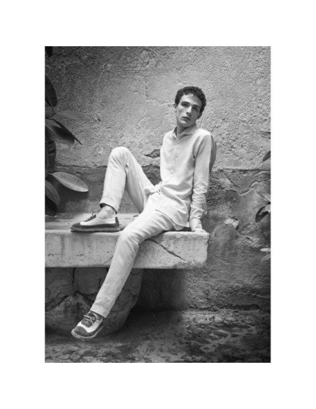 Camisa Algodón & Lino Cuello Italiano - MONGE - Handmade shoes from Mallorca