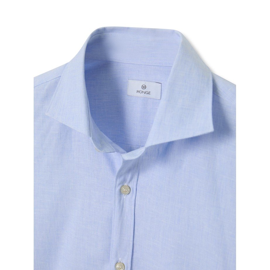 Camisa Algodón & Lino Cuello Italiano - MONGE - Handmade shoes from Mallorca
