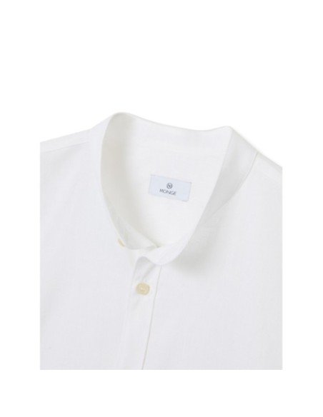 Camisa Algodón & Lino Cuello Mao - MONGE - Handmade shoes from Mallorca