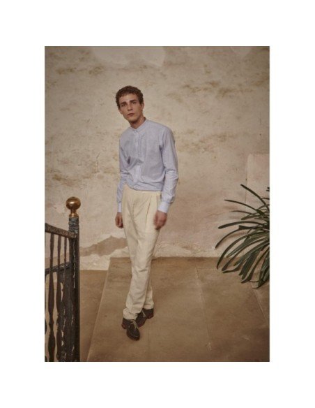 Camisa Algodón & Lino Cuello Mao - MONGE - Handmade shoes from Mallorca