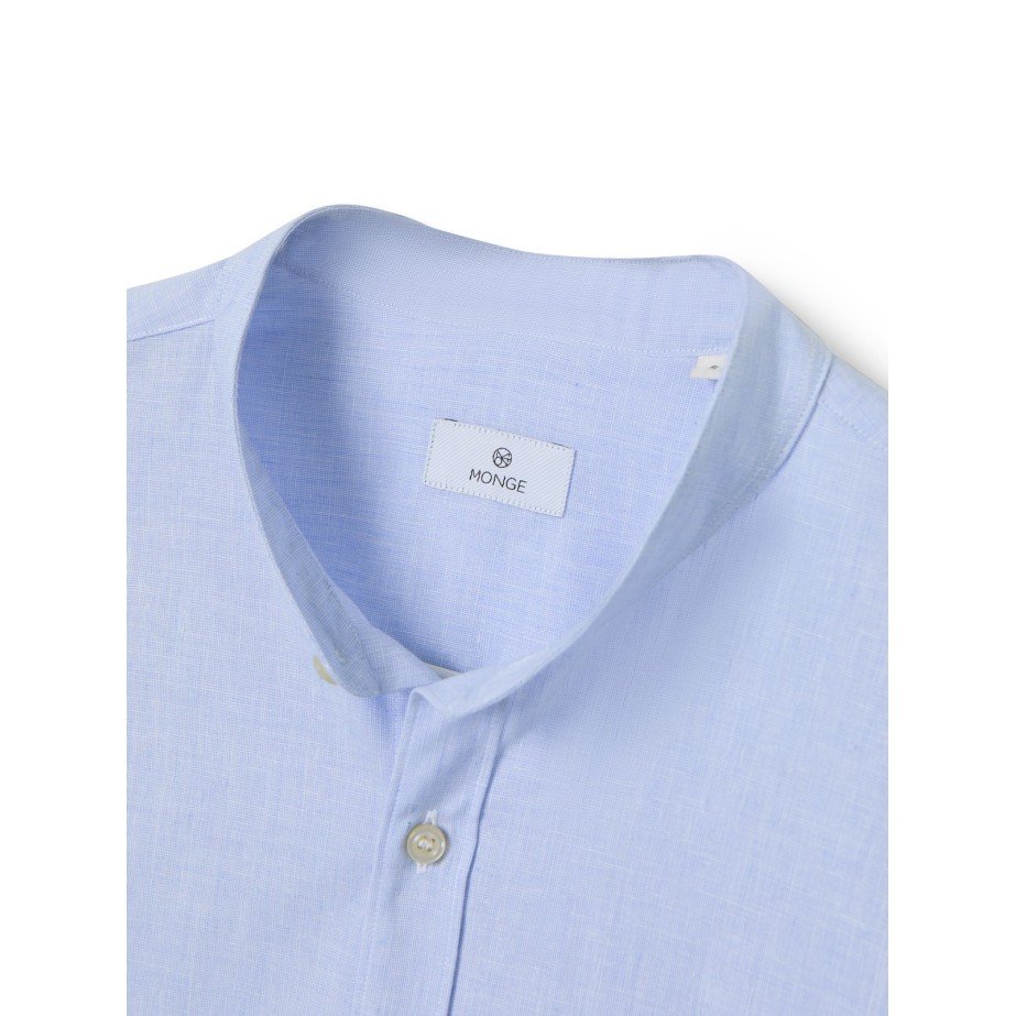 Cotton & Linen Mandarin Shirt - MONGE - Handmade shoes from Majorca