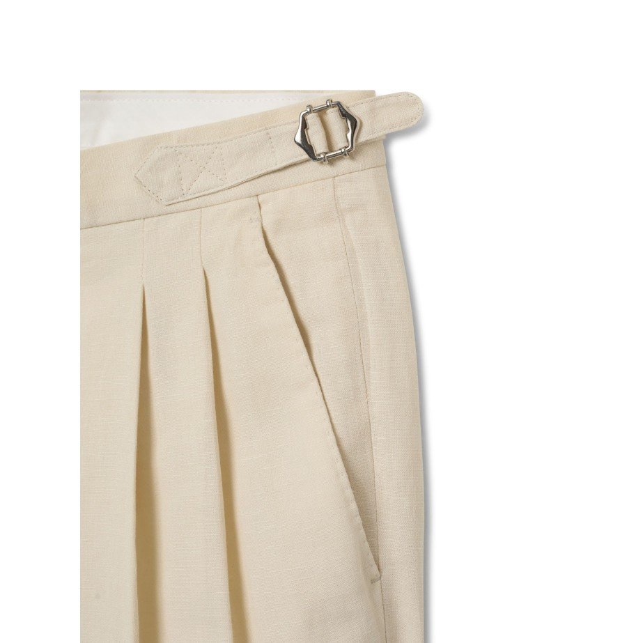 Plaited Linen Trousers - MONGE - Handmade shoes from Majorca
