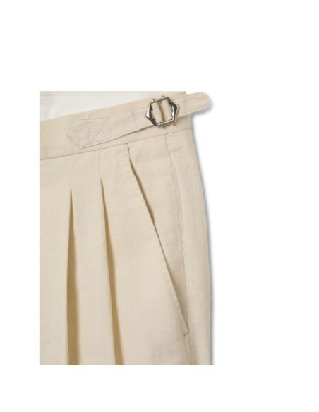 Plaited Linen Trousers - MONGE - Handmade shoes from Majorca