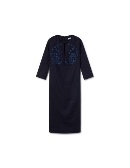 Navy Linen Kaftan - MONGE - Handmade shoes from Majorca