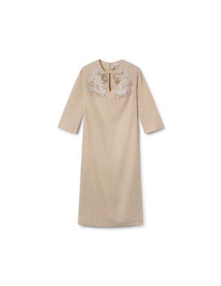 Ivory Linen Kaftan - MONGE - Handmade shoes from Majorca