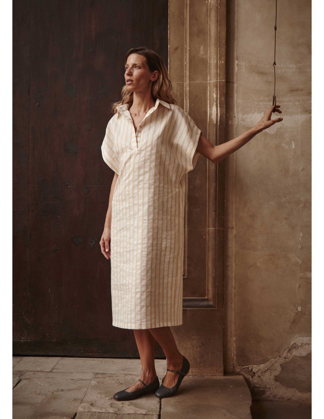 Vestido Algodón & Lino Rayas - MONGE - Handmade shoes from Mallorca 2