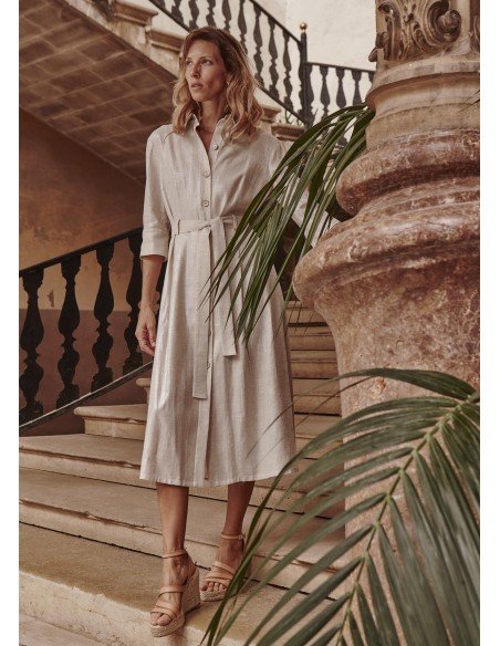 Linen Shirt Dress - MONGE - Handmade shoes from Majorca
