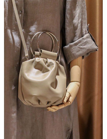 Beige bucket bag