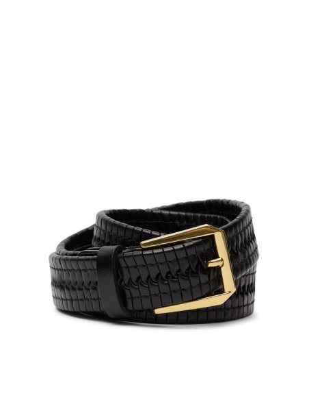 Black Braided Leather Belt | Monge Studio