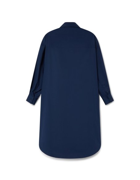 Navy Blue Poplin Shirt Dress | Monge Studio
