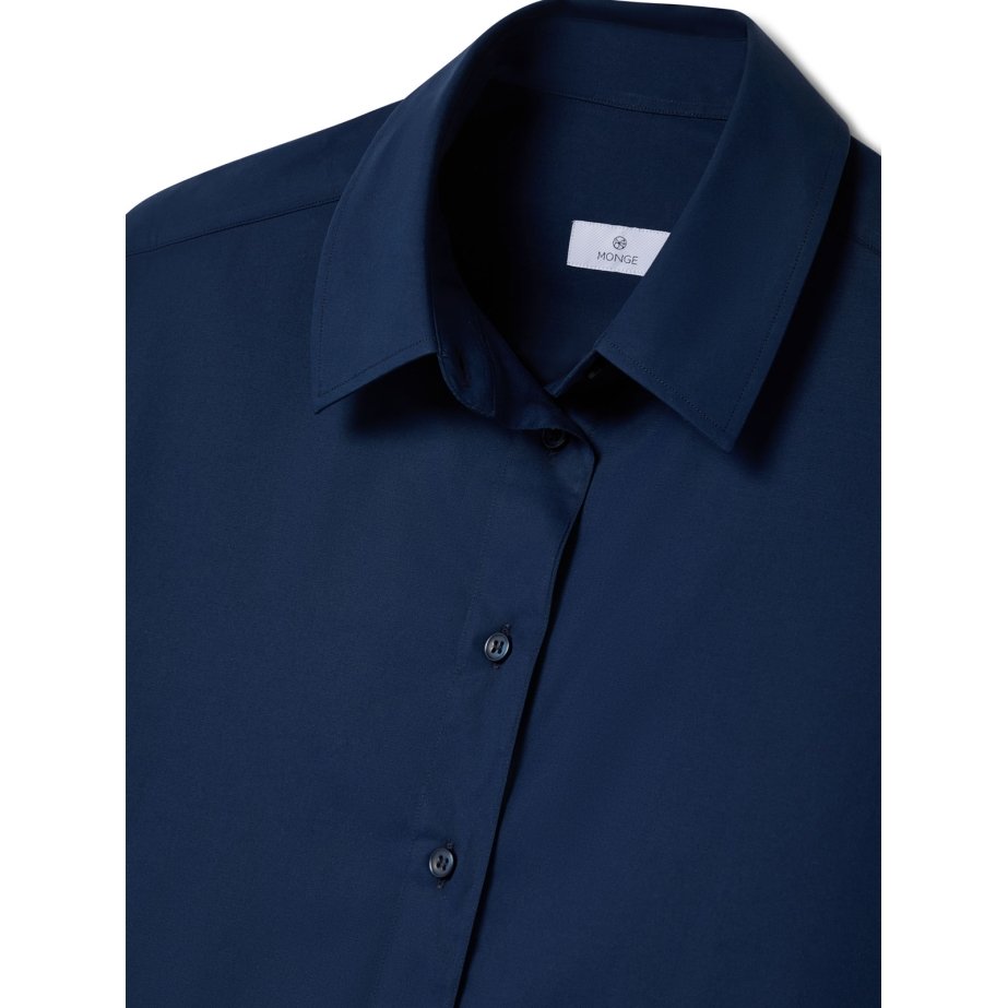 Vestido Camisero Azul Marino de Popelín | Monge Studio
