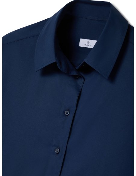 Vestido Camisero Azul Marino de Popelín | Monge Studio