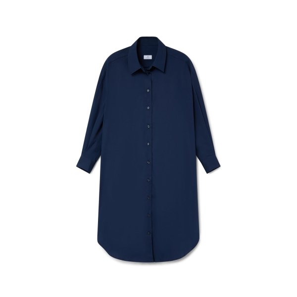 Navy Blue Poplin Shirt Dress | Monge Studio