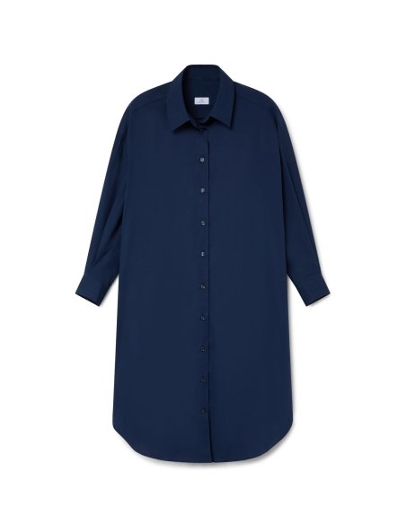 Navy Blue Poplin Shirt Dress | Monge Studio