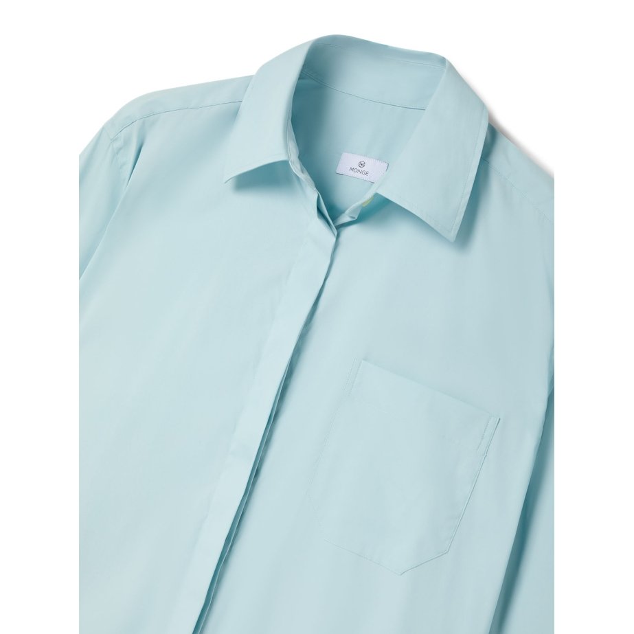 Blue Poplin Shirt Dress | Monge Studio
