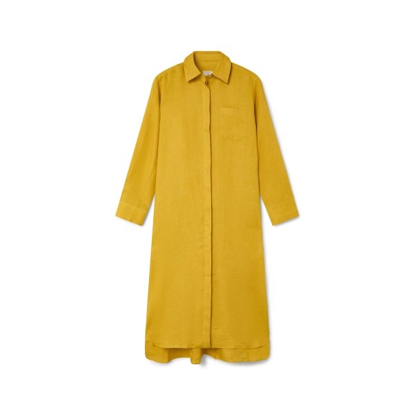 Yellow Linen Shirt Dress | Monge Studio