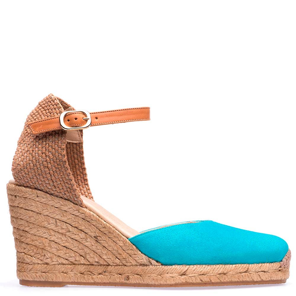 turquoise suede wedges